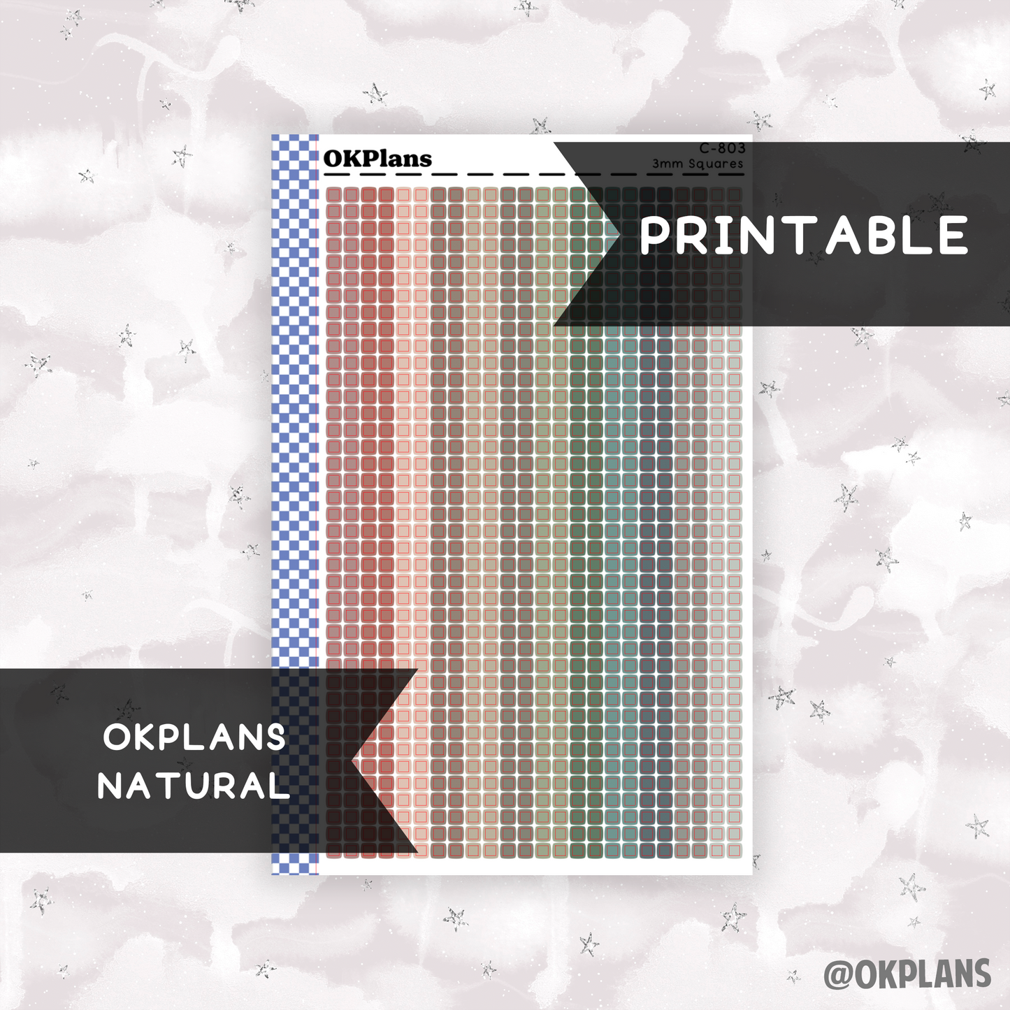 3mm Squares // Natural // Printable // C-803 // Multicolor Functional