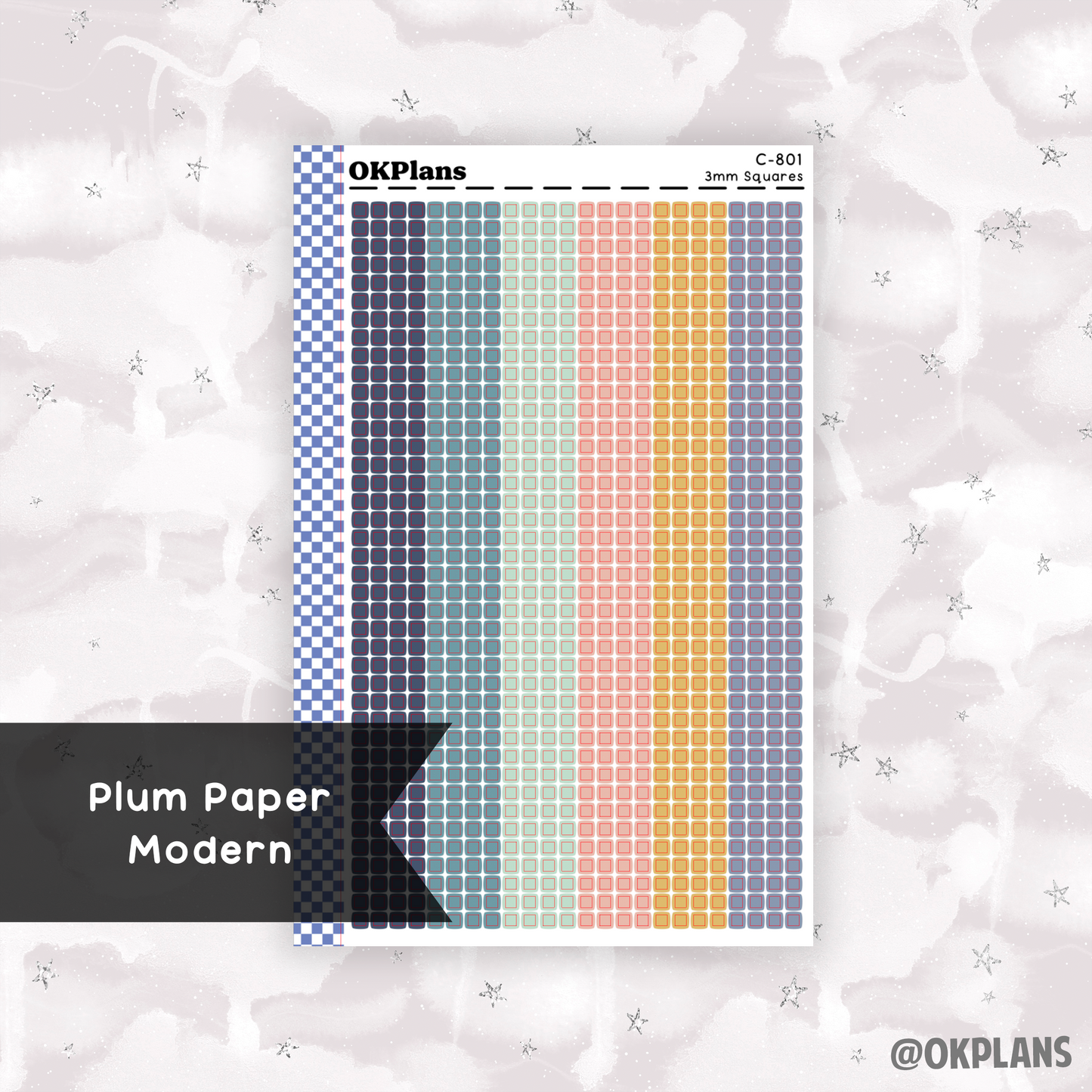 3mm Squares // Plum Paper Modern // Printable // C-801 // Multicolor Functional