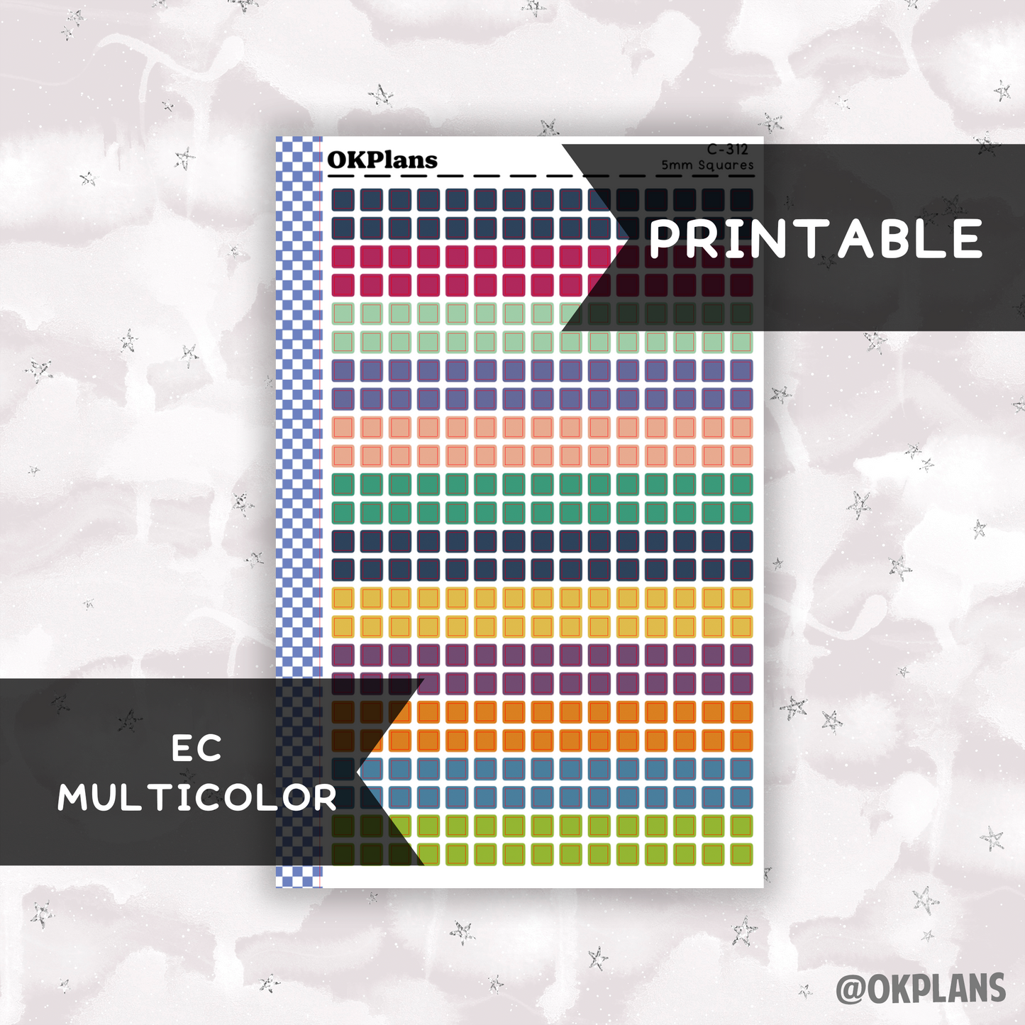 5mm Squares // EC Multi // Printable // C-312 // Multicolor Functional