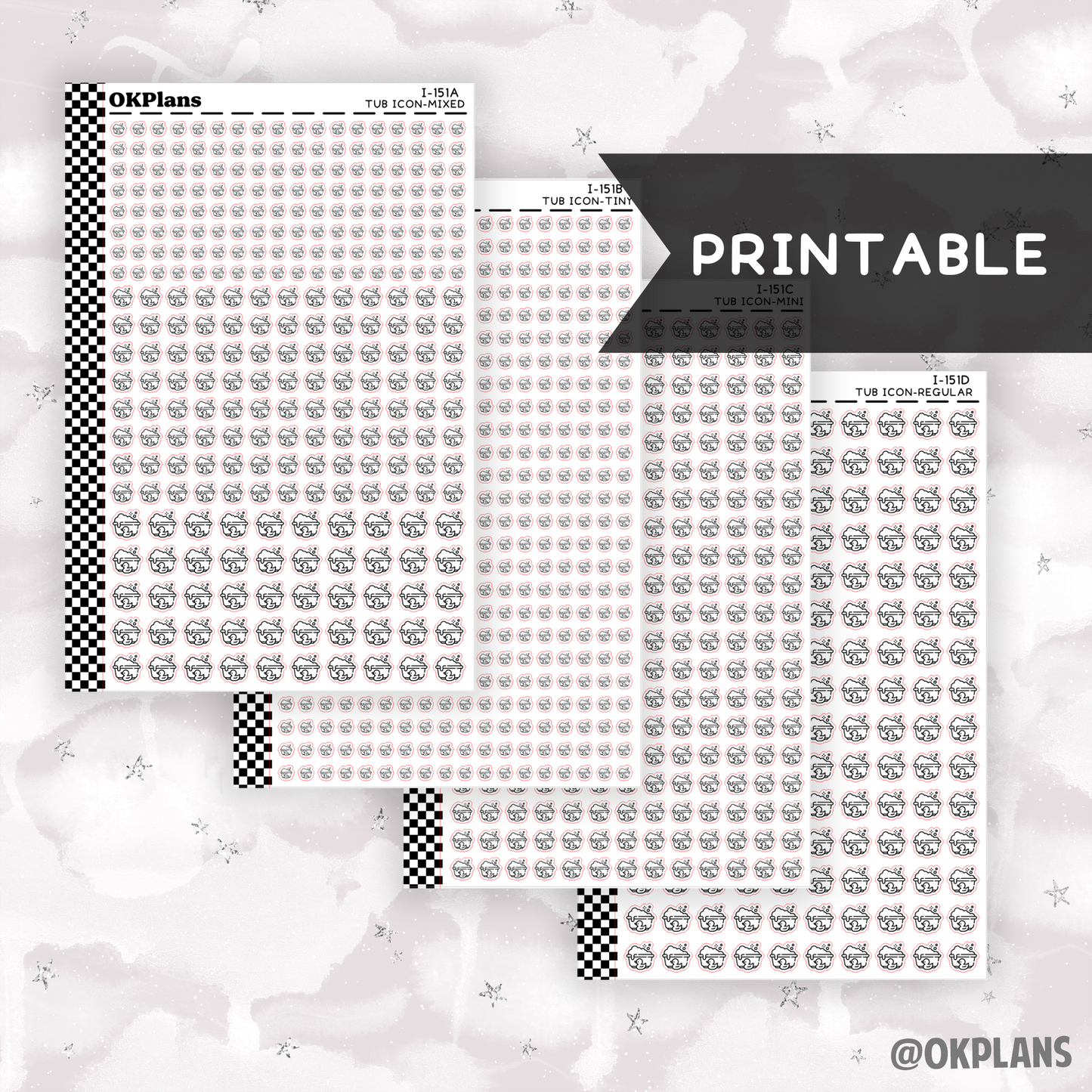 Tub // Printable // I-151 // Icons