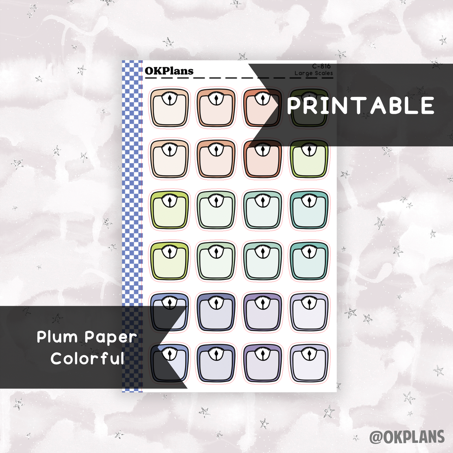 Large Scales // Plum Paper Colorful // Printable // C-816 // Multicolor Functional