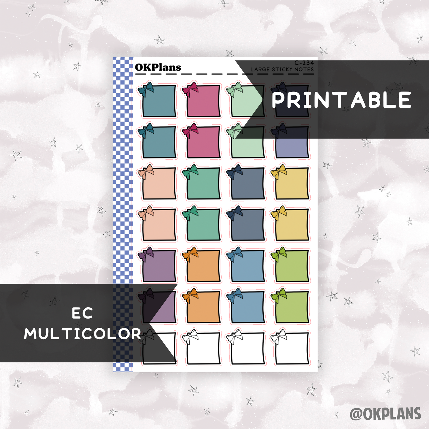 Large Sticky Note // EC Multicolor // Printable // C-234 // Multicolor Functional