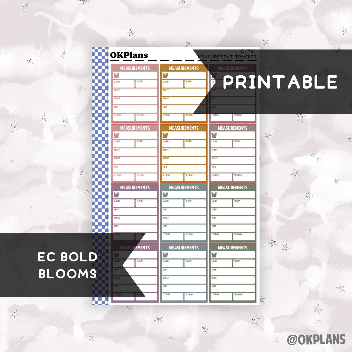 Measurement Tracker // Printable // EC Bold Blooms // C-791 // Multicolor Functional
