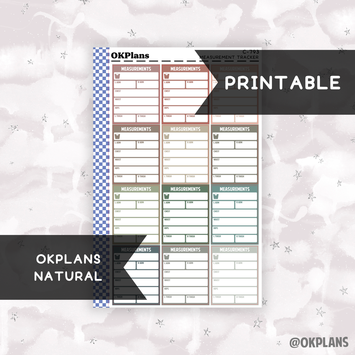 Measurement Tracker // Printable // Natural // C-793 // Multicolor Functional