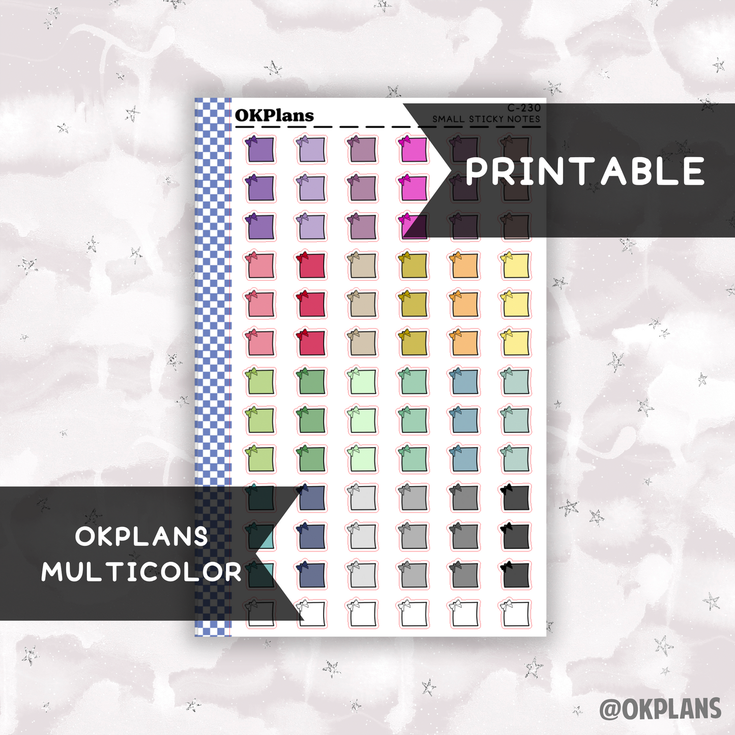 Mini Sticky Note // Multicolor // Printable // C-230 // Multicolor Functional