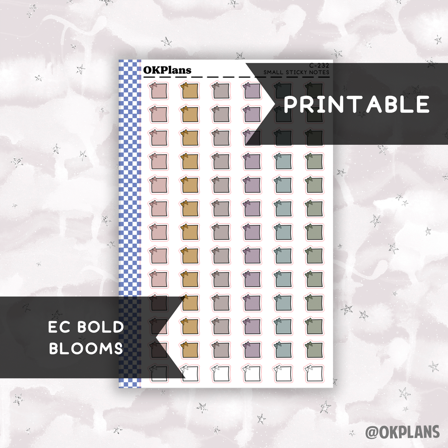 Mini Sticky Note // EC Bold Blooms // Printable // C-232 // Multicolor Functional