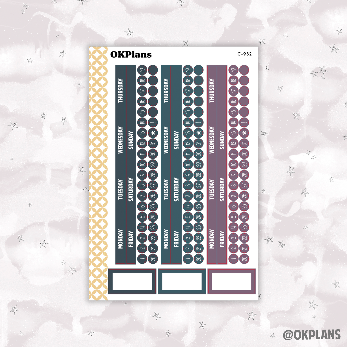 Monday Start Monthly Strips // EC 7x9 Daily Duo