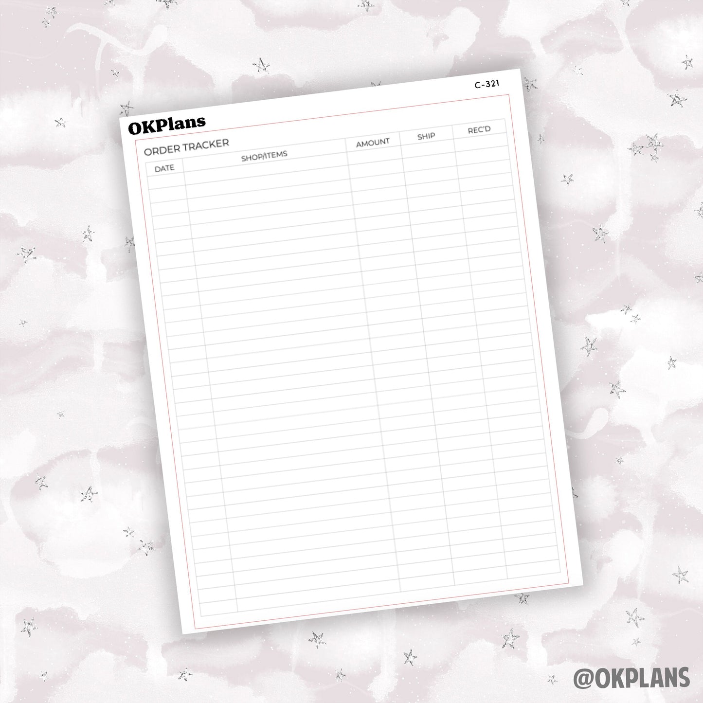 7x9 Order Tracker Sticker // C-321 // Functional