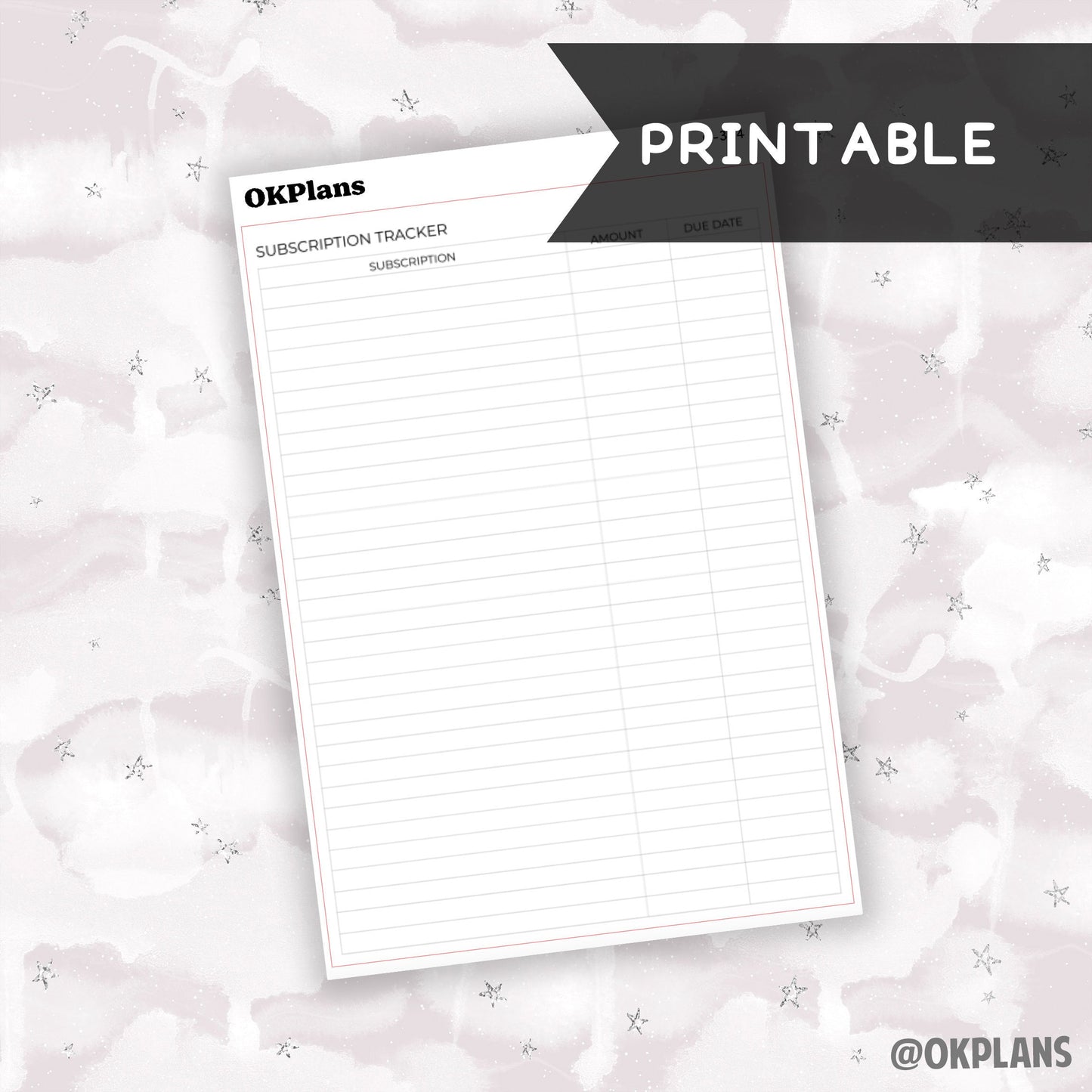 A5 Subscription Tracker Sticker // Printable // C-324 // Functional