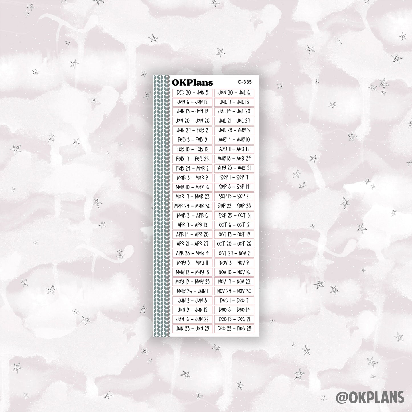 Week Of Sticker // Printable // C-334 or C-335 // Functional