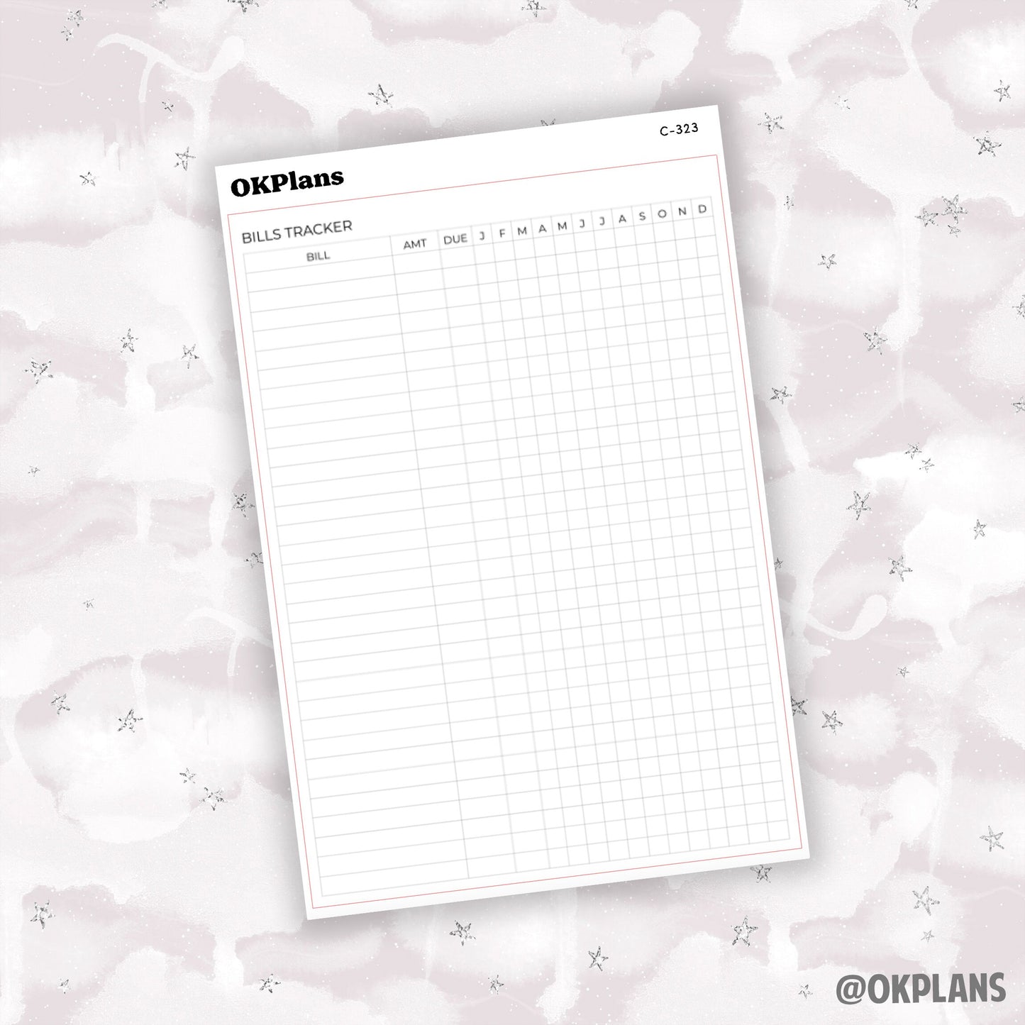 A5 Bills Tracker Sticker // C-323 // Functional