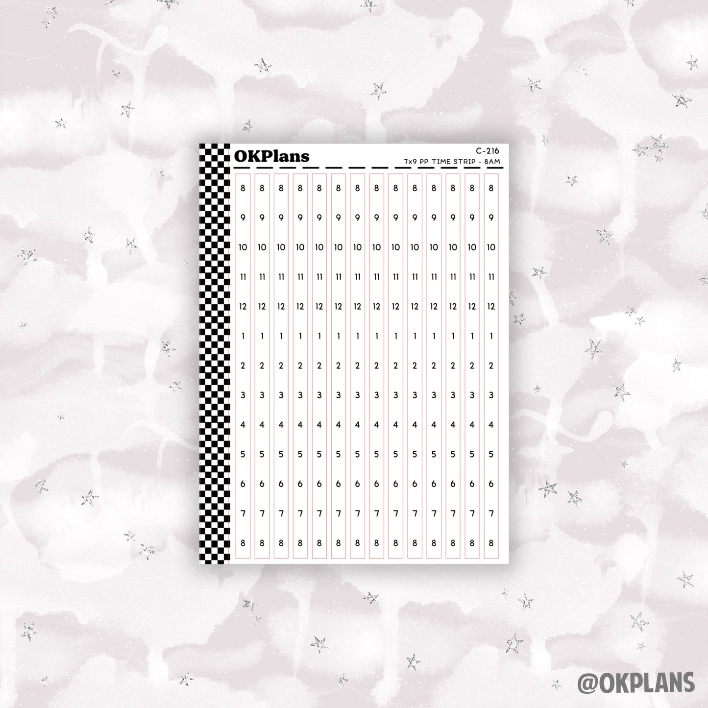 7x9 PP Hourly Time Strips // C-212 or C-213 or C-214 or C-215 or C-216 or C-244 // Functional