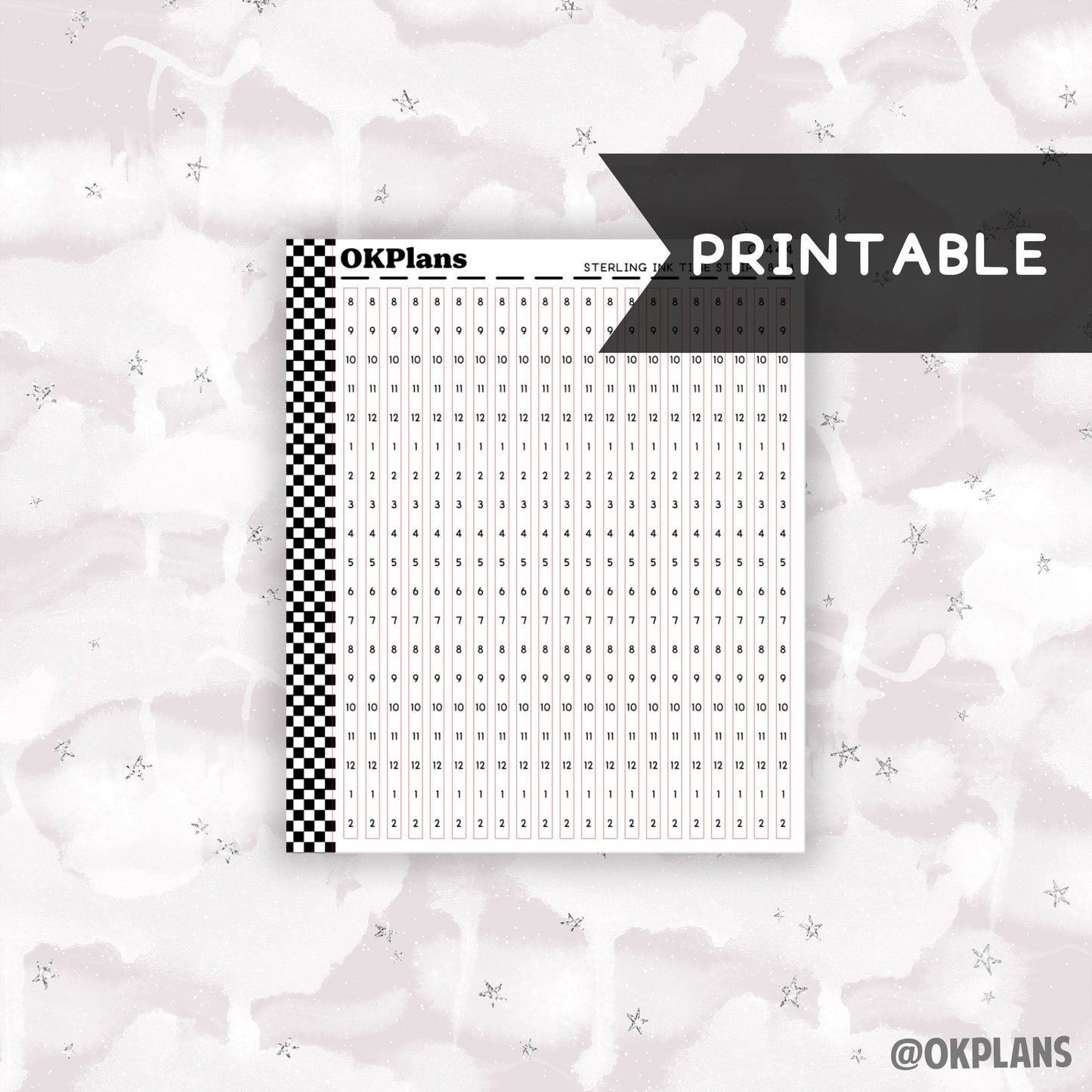 Sterling Ink Time Strips - 8AM // Printable // C-444 // Functional