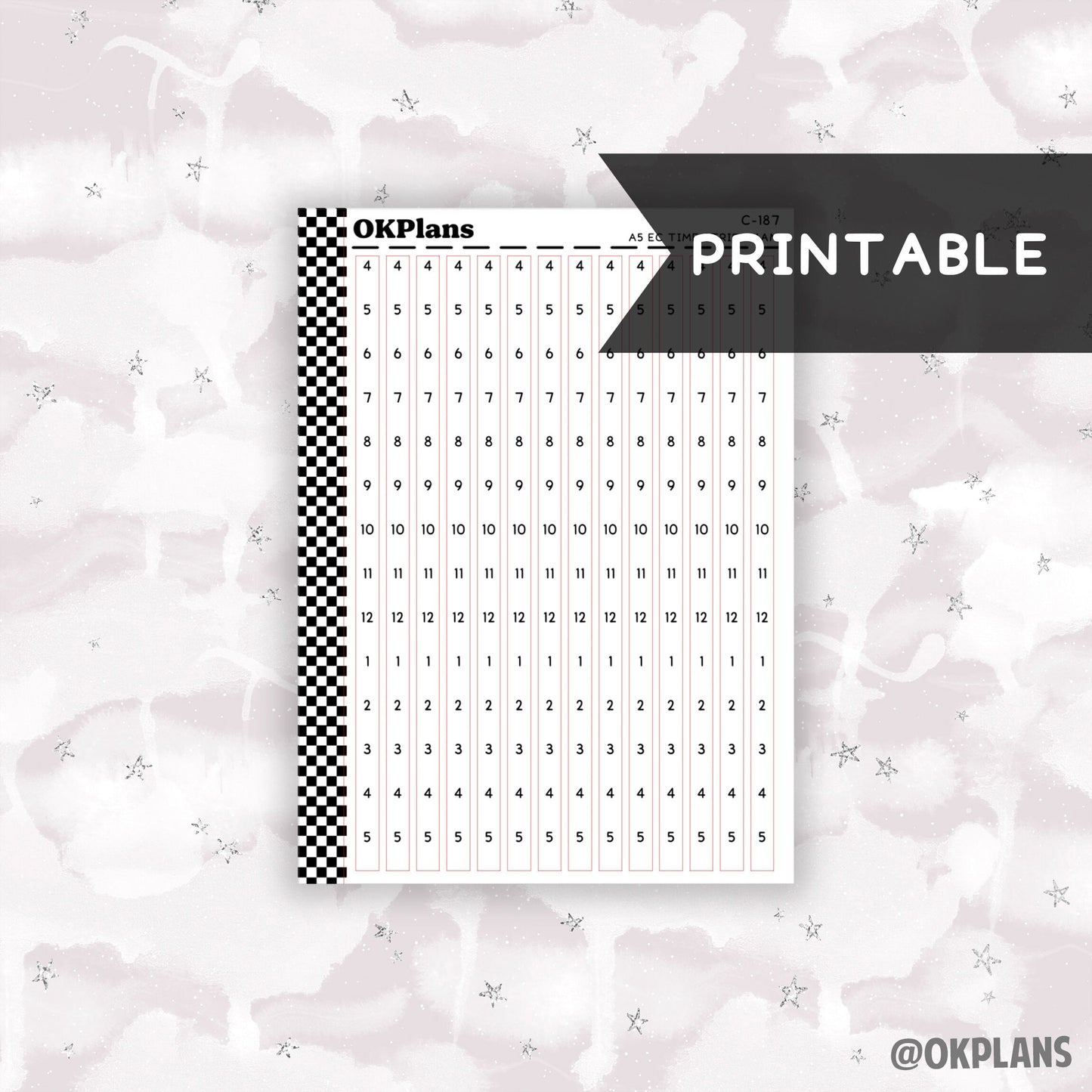 A5 EC Time Strips - 4AM // Printable // C-187 // Functional