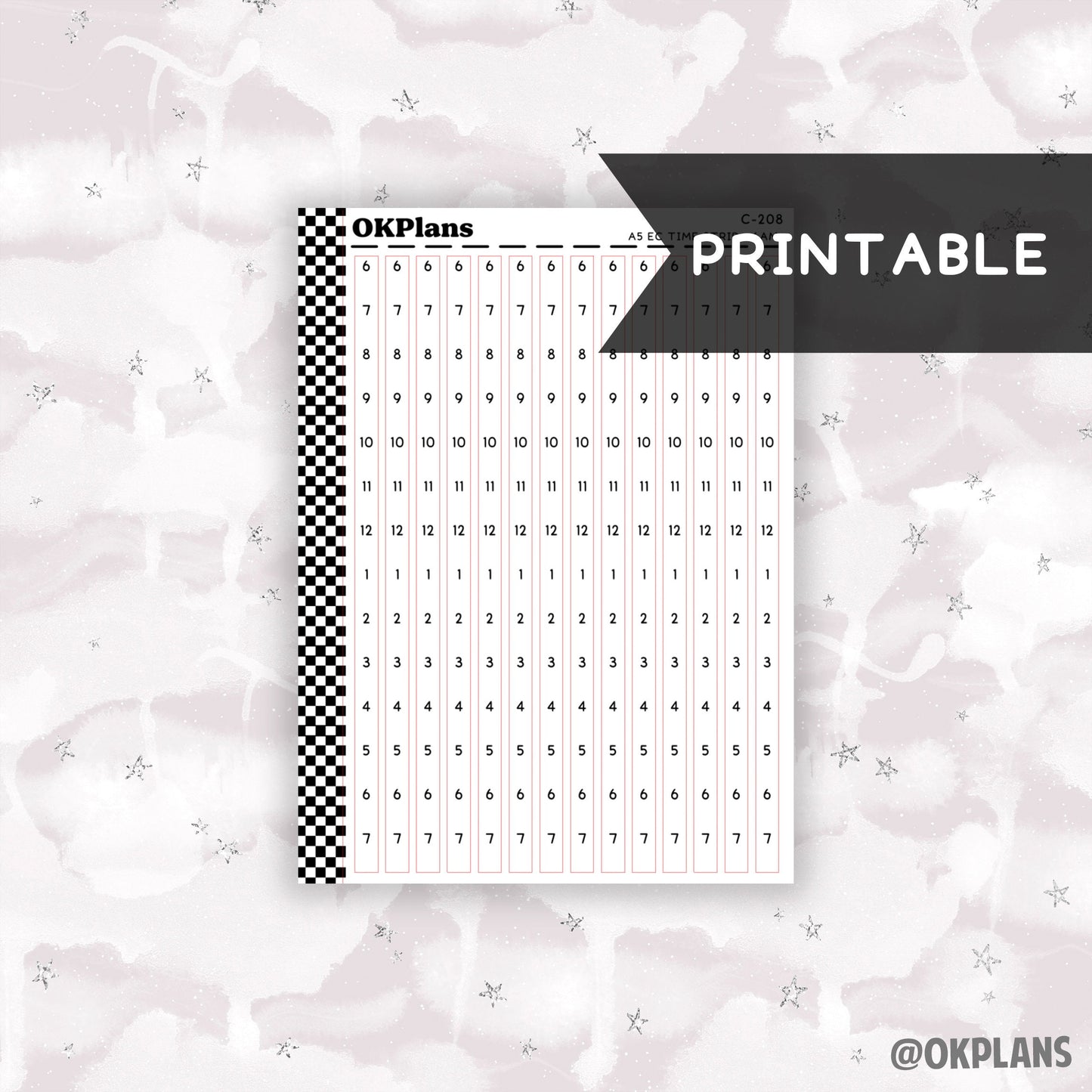 A5 EC Time Strips - 6AM // Printable // C-208 // Functional