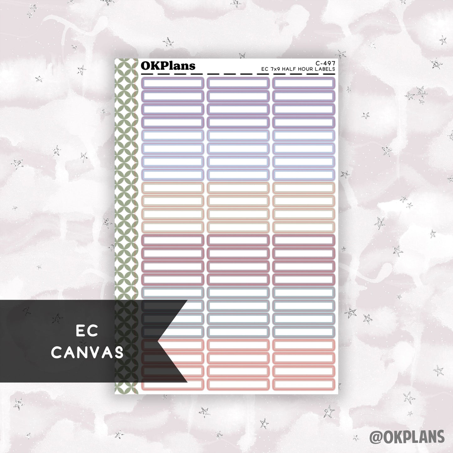 Half Hour 7x9 EC Labels // EC Canvas // C-497 // Multicolor Functional