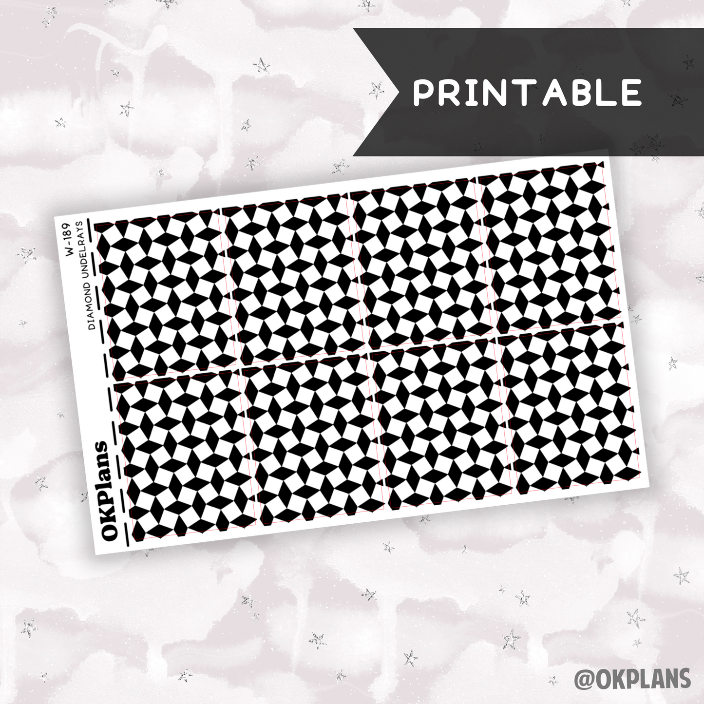 Diamond Underlays // Printable // W-189 // Foiled