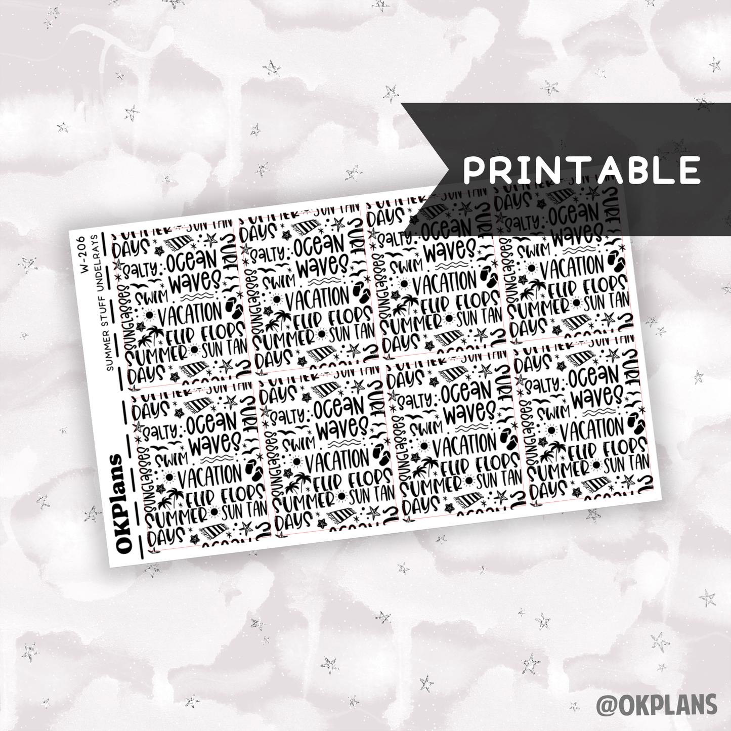 Summer Stuff Underlays // Printable // W-206 // Foiled