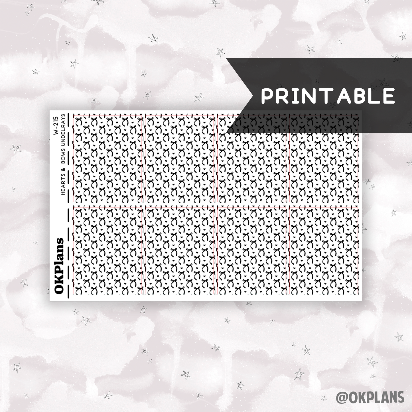 Hearts + Bows Underlays // Printable // W-215 // Foiled