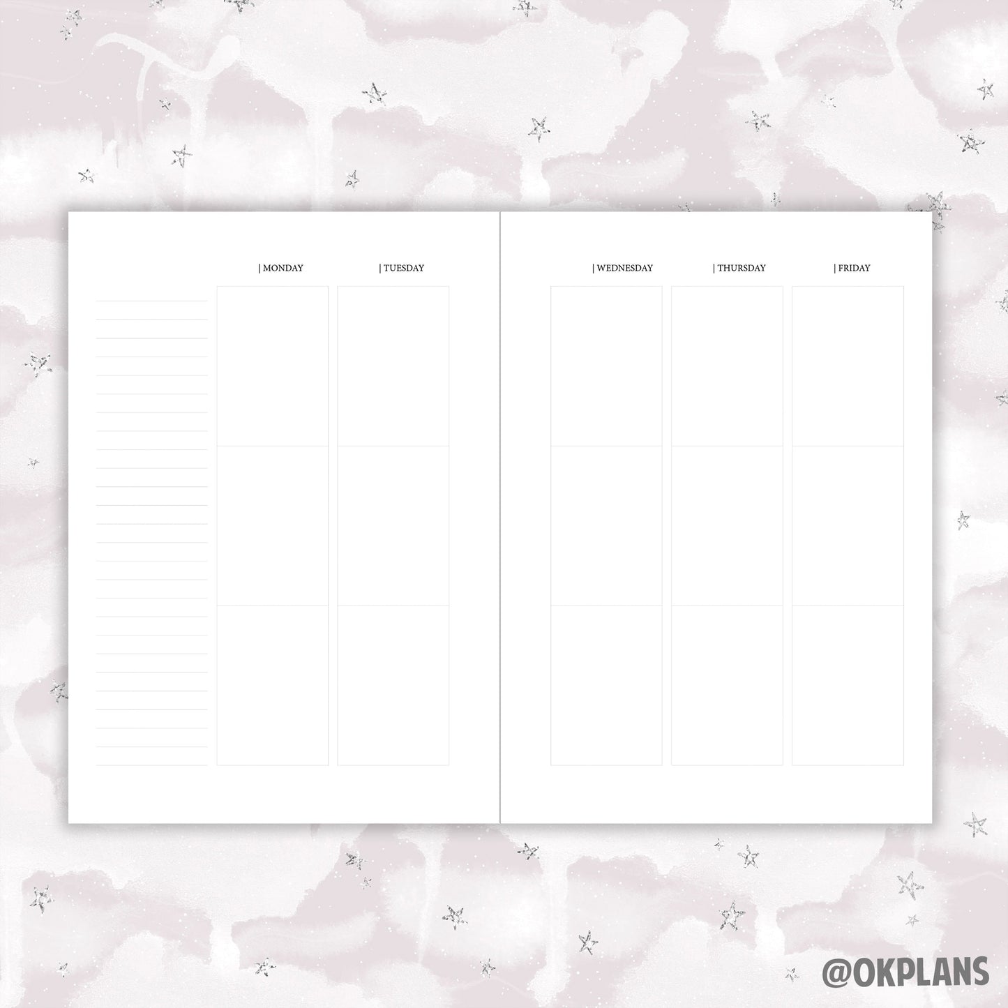 Undated A5 Monthly & Week on 4 pages // Monthly/Weekly Layout