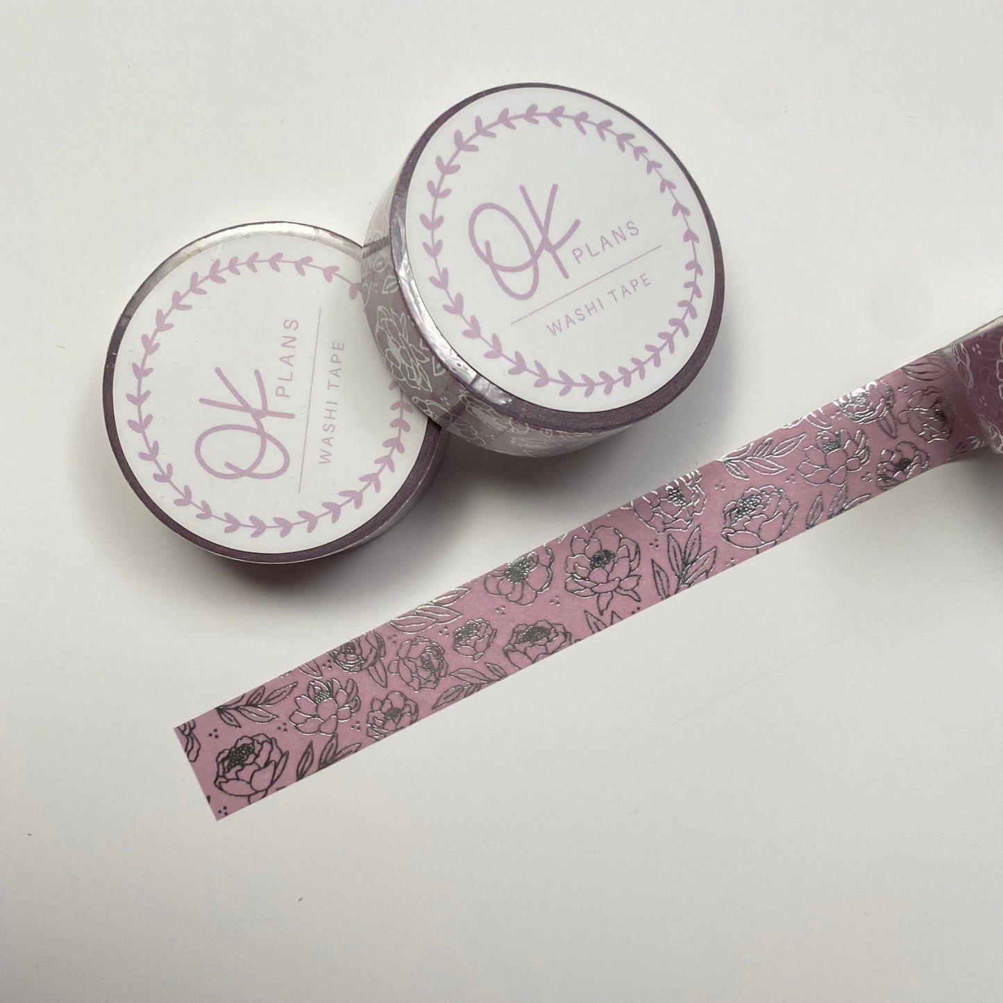 Peony Lavender // 15mm Washi // Silver Foil