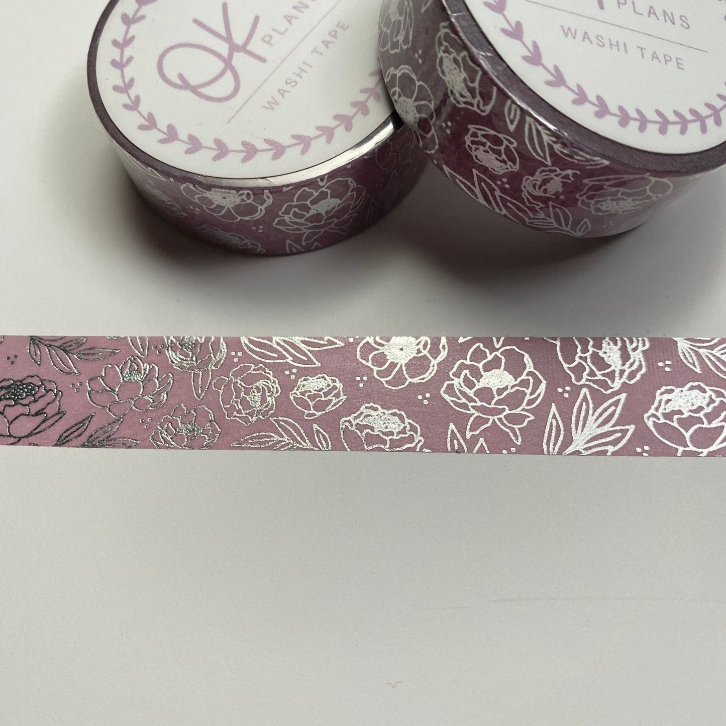 Peony Lavender // 15mm Washi // Silver Foil