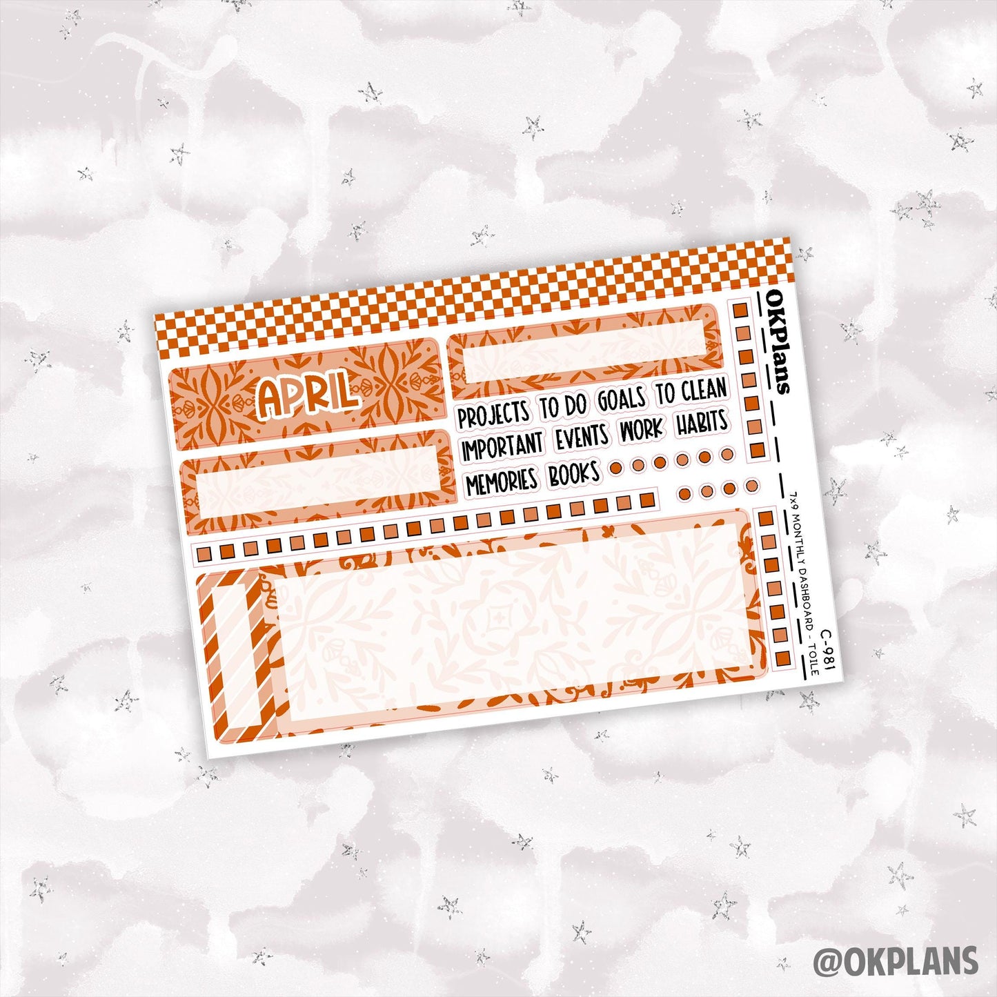 7x9 EC Toile Monthly Dashboard // Functional