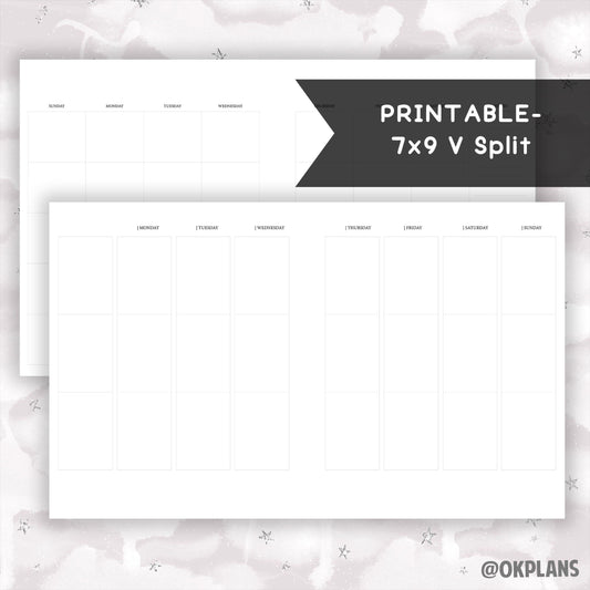 7x9 Vertical Split Planner // Digital Download // Writing Paper, Study Note Template, Lecture Notes Taking