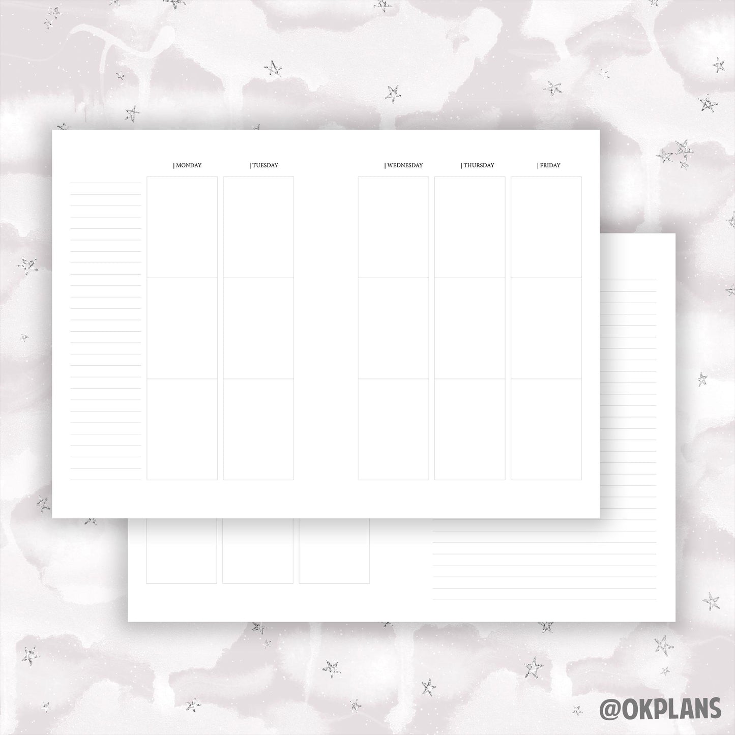 A5 Vertical Wo3p Planner // Digital Download // Writing Paper, Study Note Template, Lecture Notes Taking