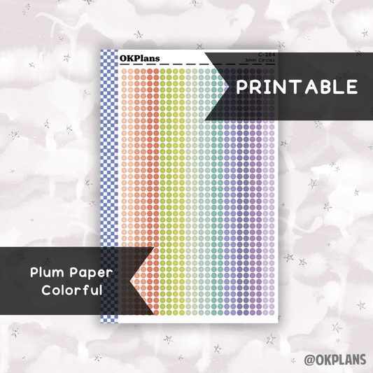 3mm Circles // Plum Paper Colorful // Printable // C-284 // Multicolor Functional