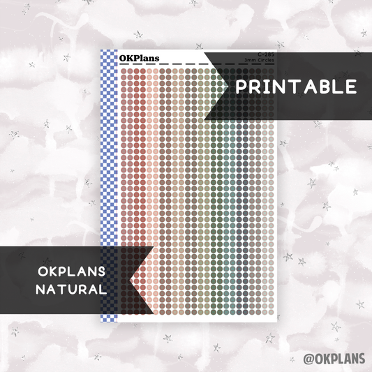 3mm Circles // Natural // Printable // C-285 // Multicolor Functional