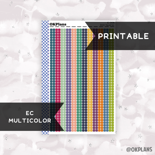 3mm Squares // EC Multi // Printable // C-306 // Multicolor Functional