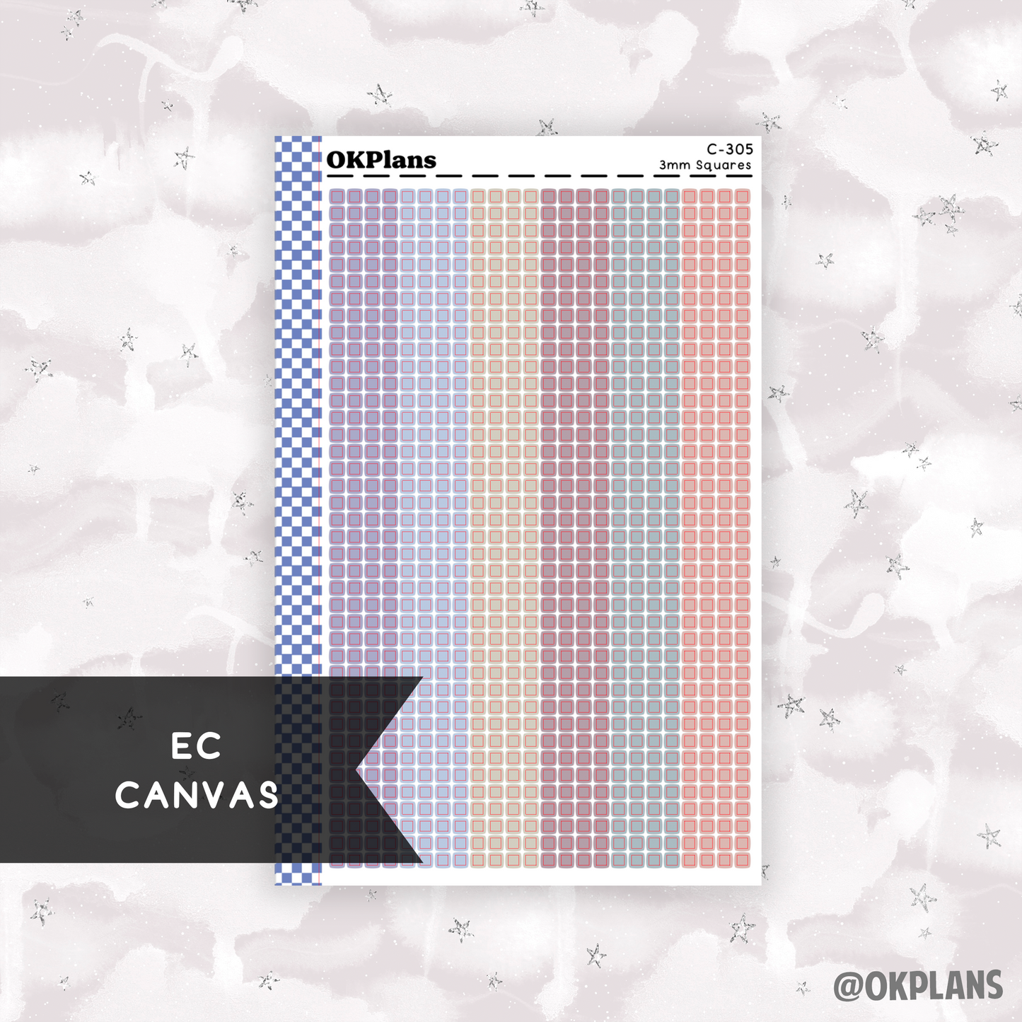 3mm Squares // Canvas // Printable // C-305 // Multicolor Functional