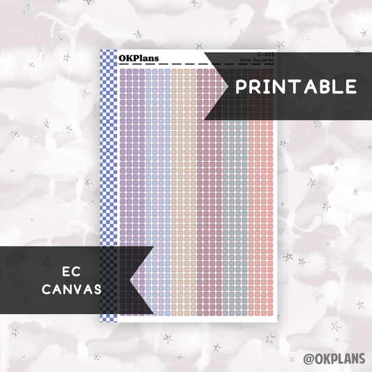 3mm Squares // Canvas // Printable // C-305 // Multicolor Functional