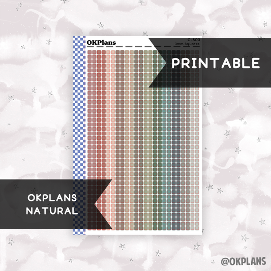 3mm Squares // Natural // Printable // C-803 // Multicolor Functional