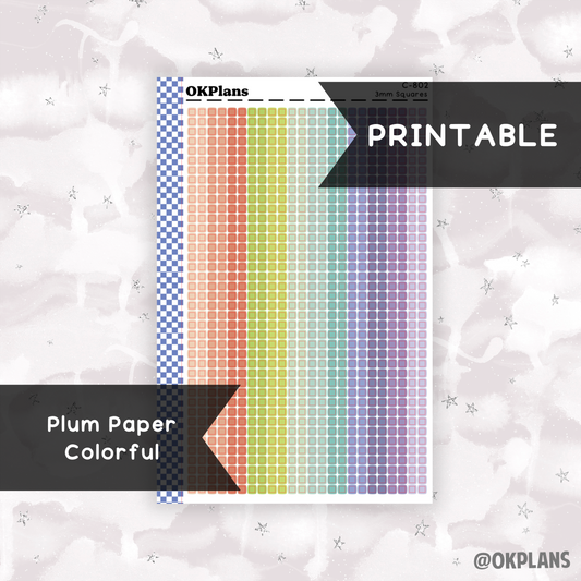 3mm Squares // Plum Paper Colorful // Printable // C-802 // Multicolor Functional