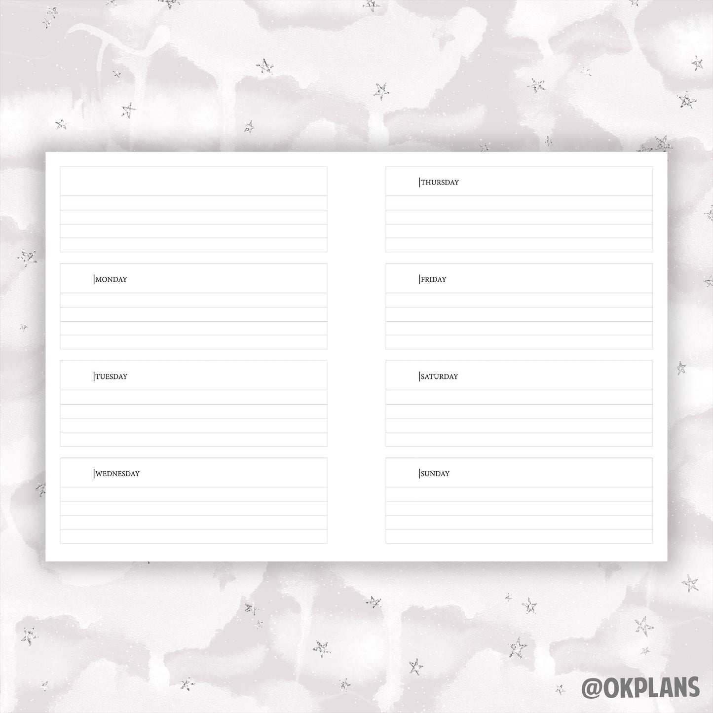 B6 Horizontal Planner // Digital Download // Writing Paper, Study Note Template, Lecture Notes Taking