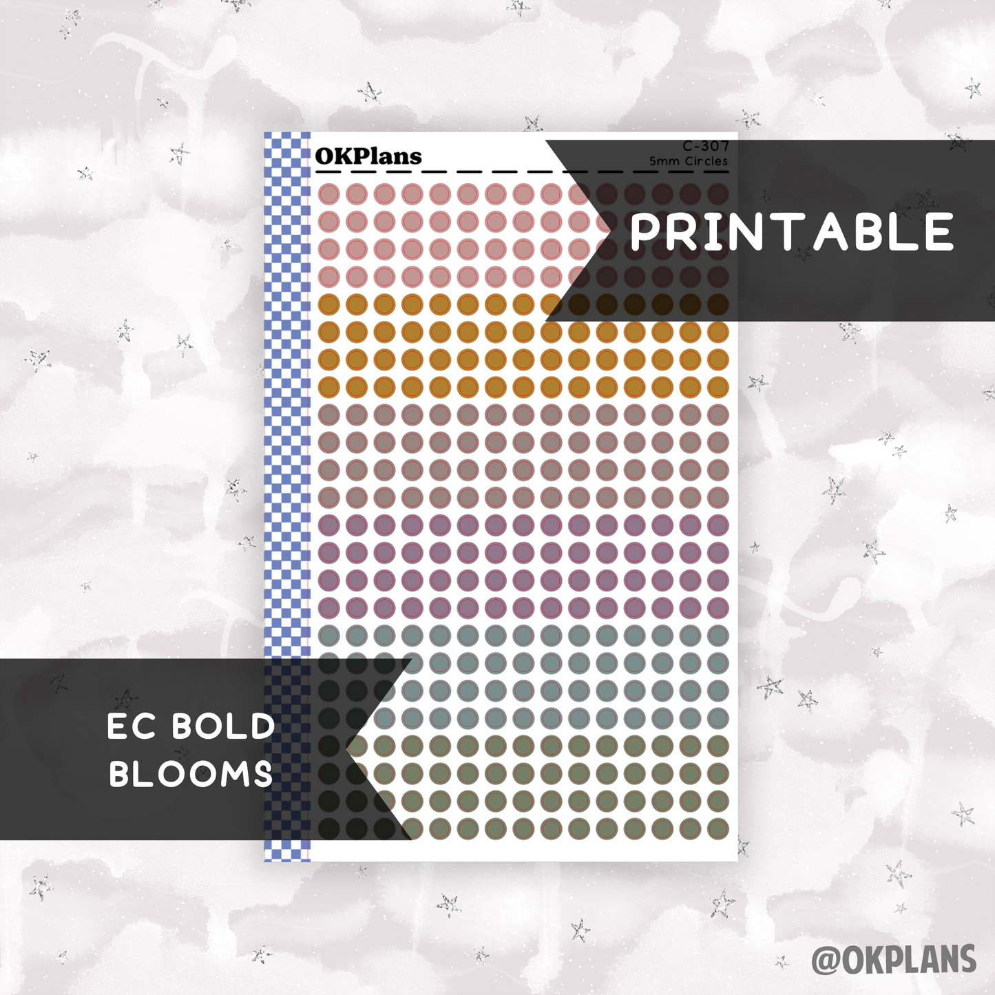 5mm Circles // Bold Blooms// Printable // C-307 // Multicolor Functional