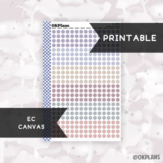 5mm Circles // Canvas // Printable // C-308 // Multicolor Functional