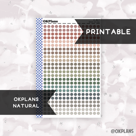 5mm Circles // Natural // Printable // C-807 // Multicolor Functional