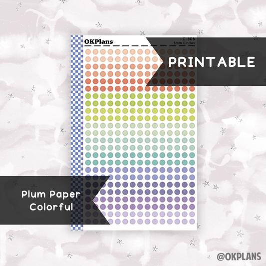 5mm Circles // Plum Paper Colorful // Printable // C-806 // Multicolor Functional