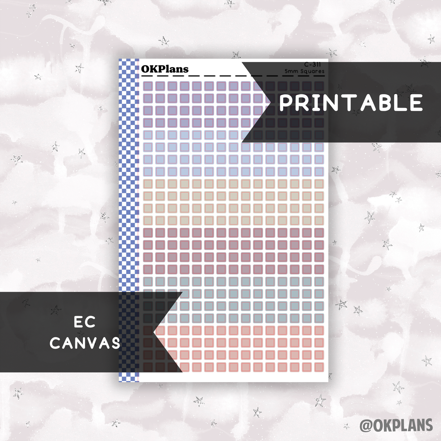 5mm Squares // Canvas // Printable // C-311 // Multicolor Functional