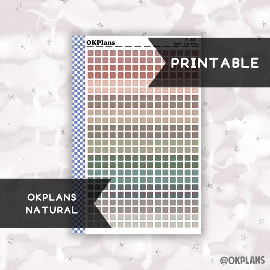 5mm Squares // Natural // Printable // C-811 // Multicolor Functional