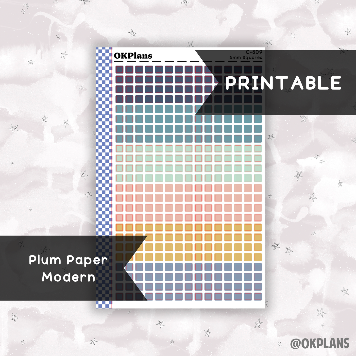 5mm Squares // Plum Paper Modern // Printable // C-809 // Multicolor Functional