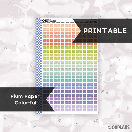 5mm Squares // Plum Paper Colorful // Printable // C-810 // Multicolor Functional