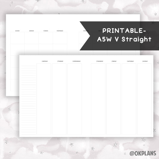 A5Wide Vertical Straight Planner // Digital Download // Writing Paper, Study Note Template, Lecture Notes Taking