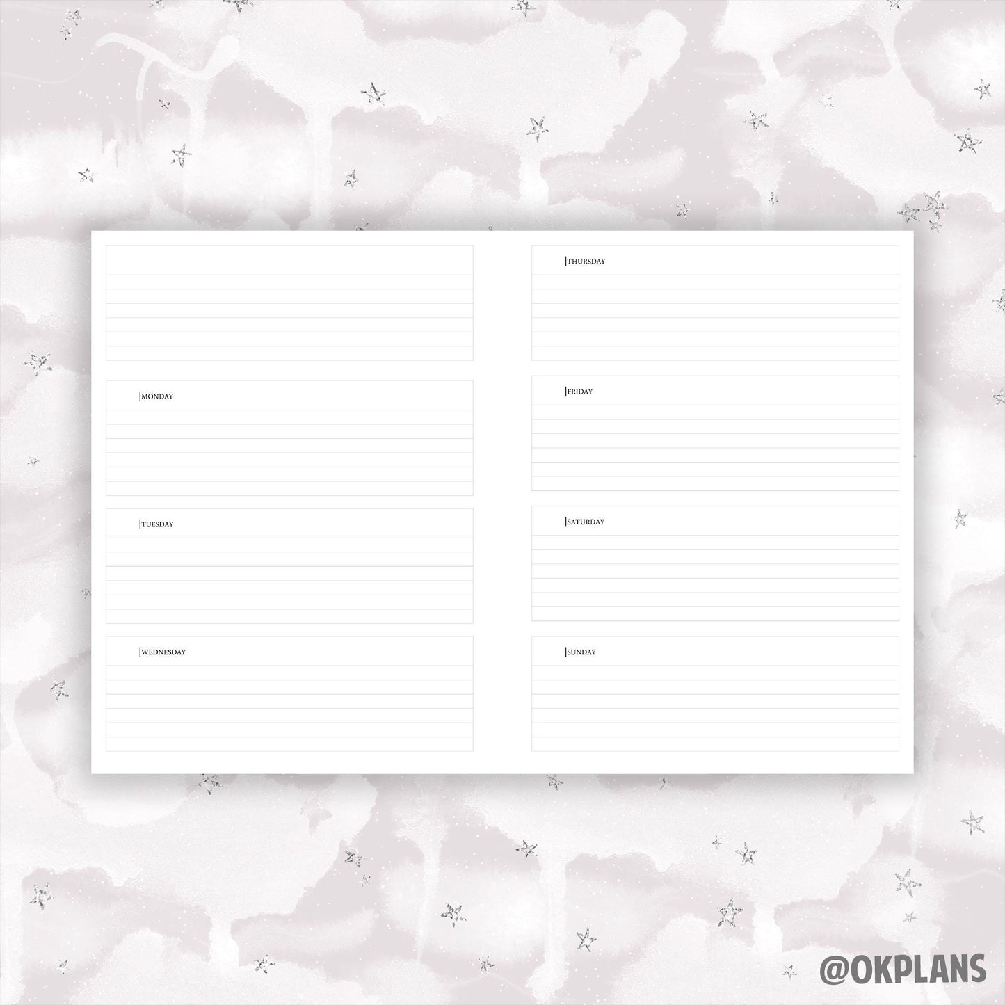 Classic Horizontal Planner // Digital Download // Writing Paper, Study Note Template, Lecture Notes Taking