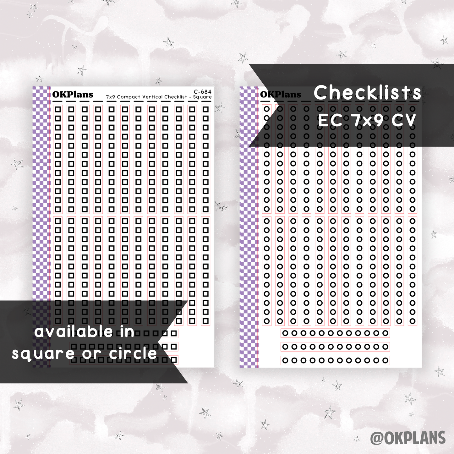 EC 7x9 Compact Vertical Checklist // Square or Circle // Pick your Color Palette