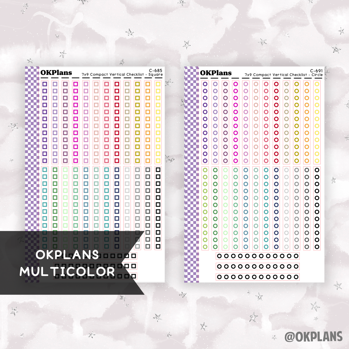 EC 7x9 Compact Vertical Checklist // Square or Circle // Pick your Color Palette