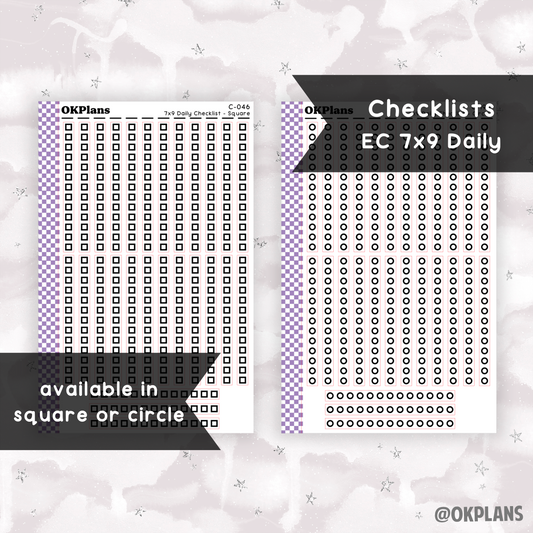 EC 7x9 Daily Checklist // Square or Circle // Pick your Color Palette